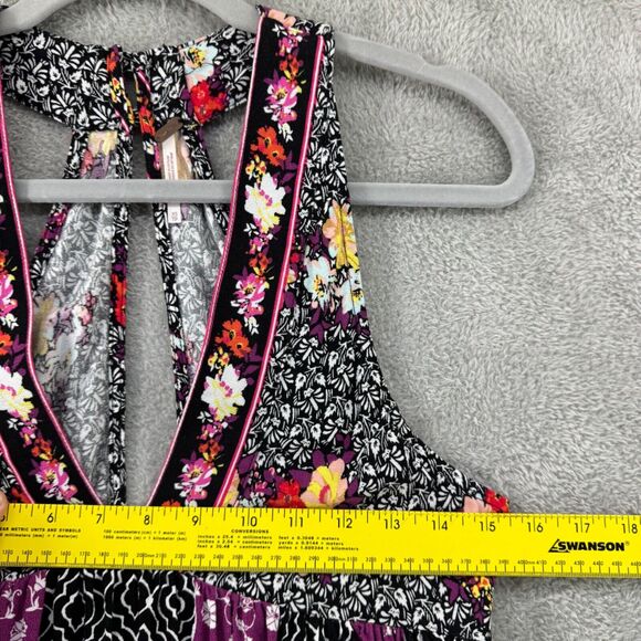 Free People Top Womens XS Black Dream Darlin Deep V-Neck Babydoll Boho Flowy - Picture 12 of 14